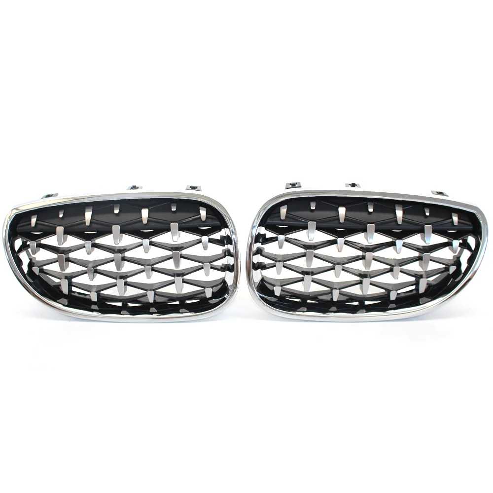 

1Pair Car Front Grill Diamond Meteor Style Grill For BMW E60 5 Series 2004 2005 2006 2007 2008 2009 ABS Plastic