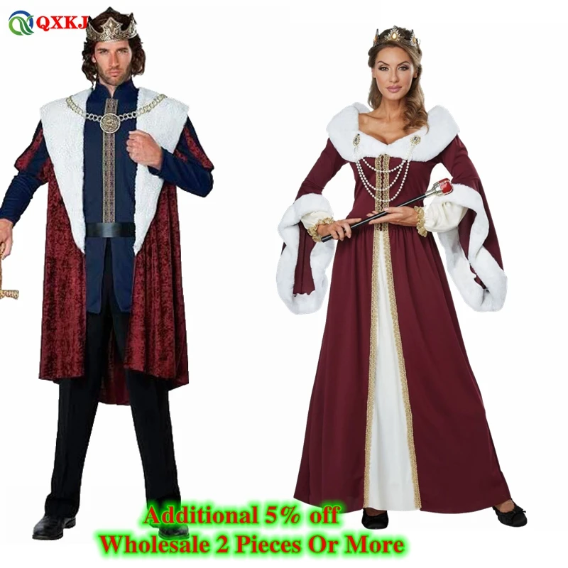 

Womens/Mans Christmas Suits Wholesale Cosplay King&Queen Plush Crown Dress Pants Sets Festival Outfit Party Stage Clothing 682