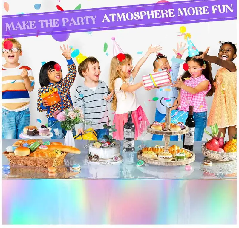 Laser Rainbow Theme Party Disposable Tablecloth Rectangular Mantel De Mesa Cover For Birthday Wedding Home Decor