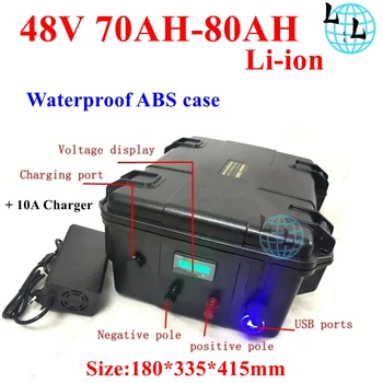 Batterie lithium-ion Eddie, 48V, 80Ah, 70Ah, 5000W, pour tricycle, bateau de pêche, fourgonnette, véhicule, avec chargeur 10A