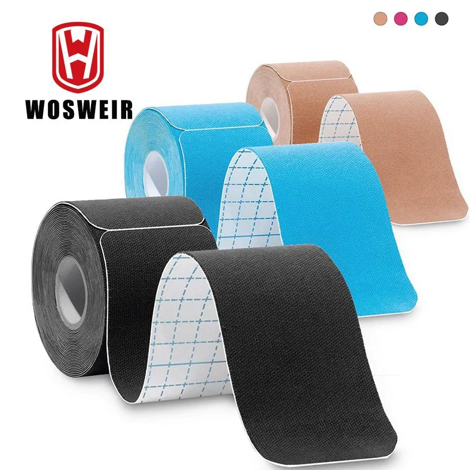 

WOSWEIR 5cm*5m Pre Cut Kinesiology Tape Athletic Recovery Elastic Tape Muscle Pain Relief Kneepads Fitness Sports Protector