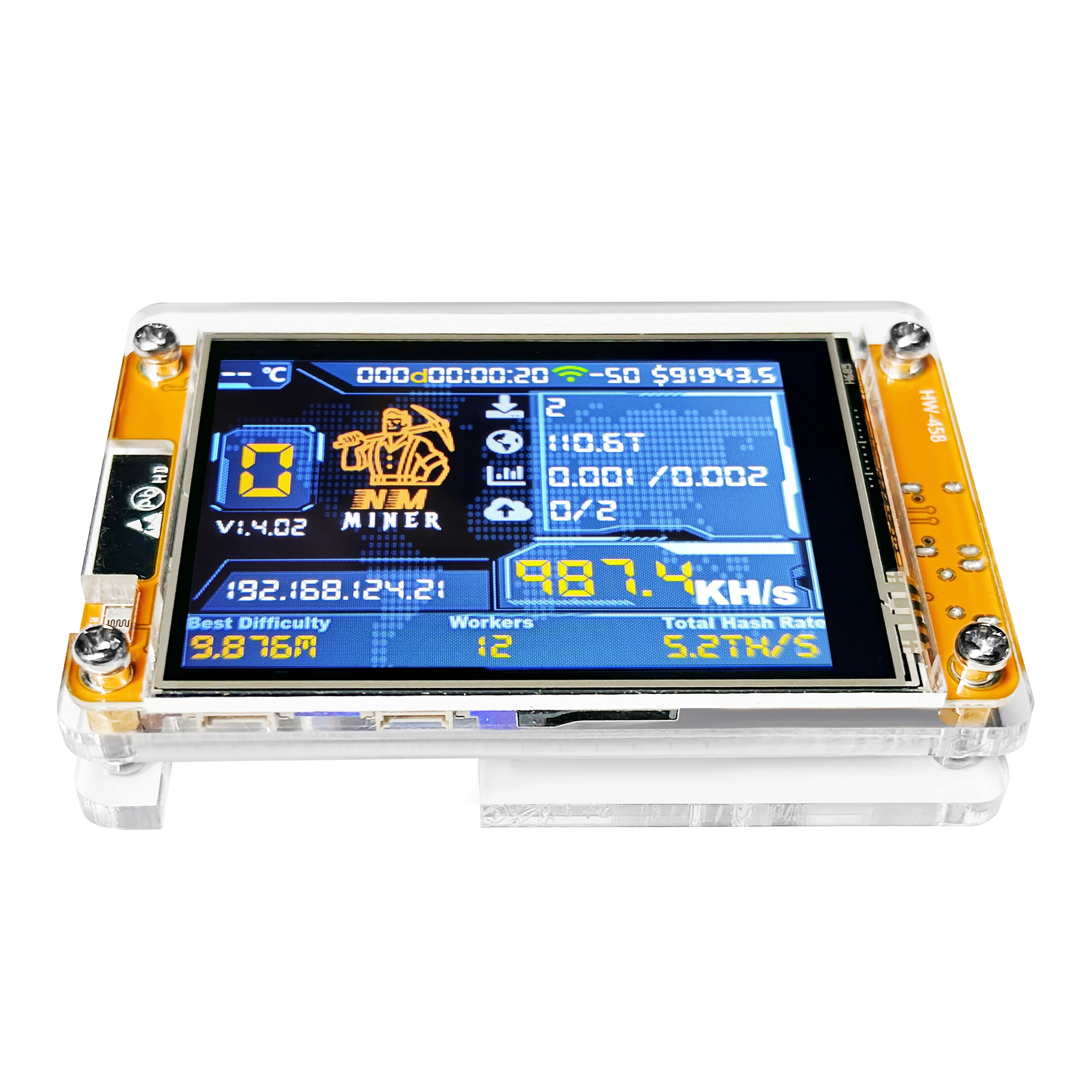 Bitcoin NerdMiner V2 NMMiner Lucky Miner Hashrate 980KH/s ESP32 2.8 inch Smart Display Crypto Solo Lottery ESP32-2432S028R WROOM bitcoin miner