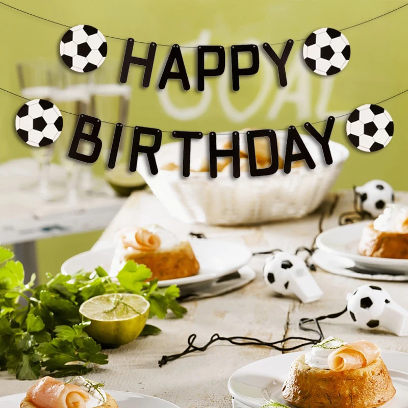 Soccer Happy Birthday Banner Sport Theme Party Decorations