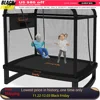 Trampoline for Kids Trampoline 6FT with Swing & Basketball Hoop - Rectangle Indoor ASTM Baby Recreational Small Trampoline 1