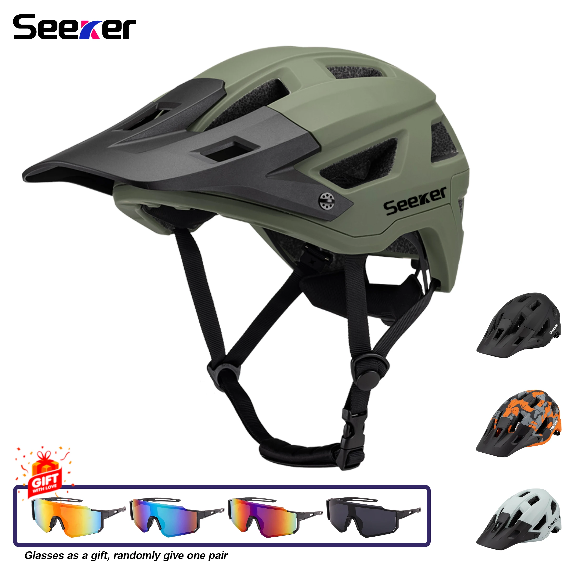 Seeker bicycle helmet adult mountain bike helmet with hat brim MTB