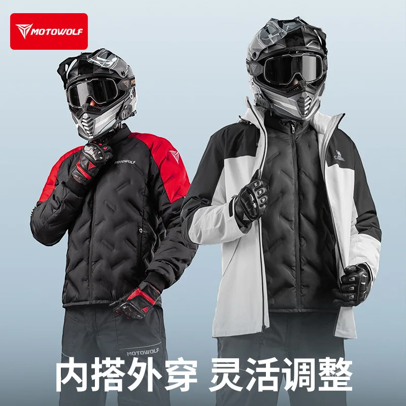 오토바이 재킷 겨울 방수 화이트 덕다운 재킷 내장형 CE 보호 장비 라이딩 따뜻한 오토바이 라이딩 코트