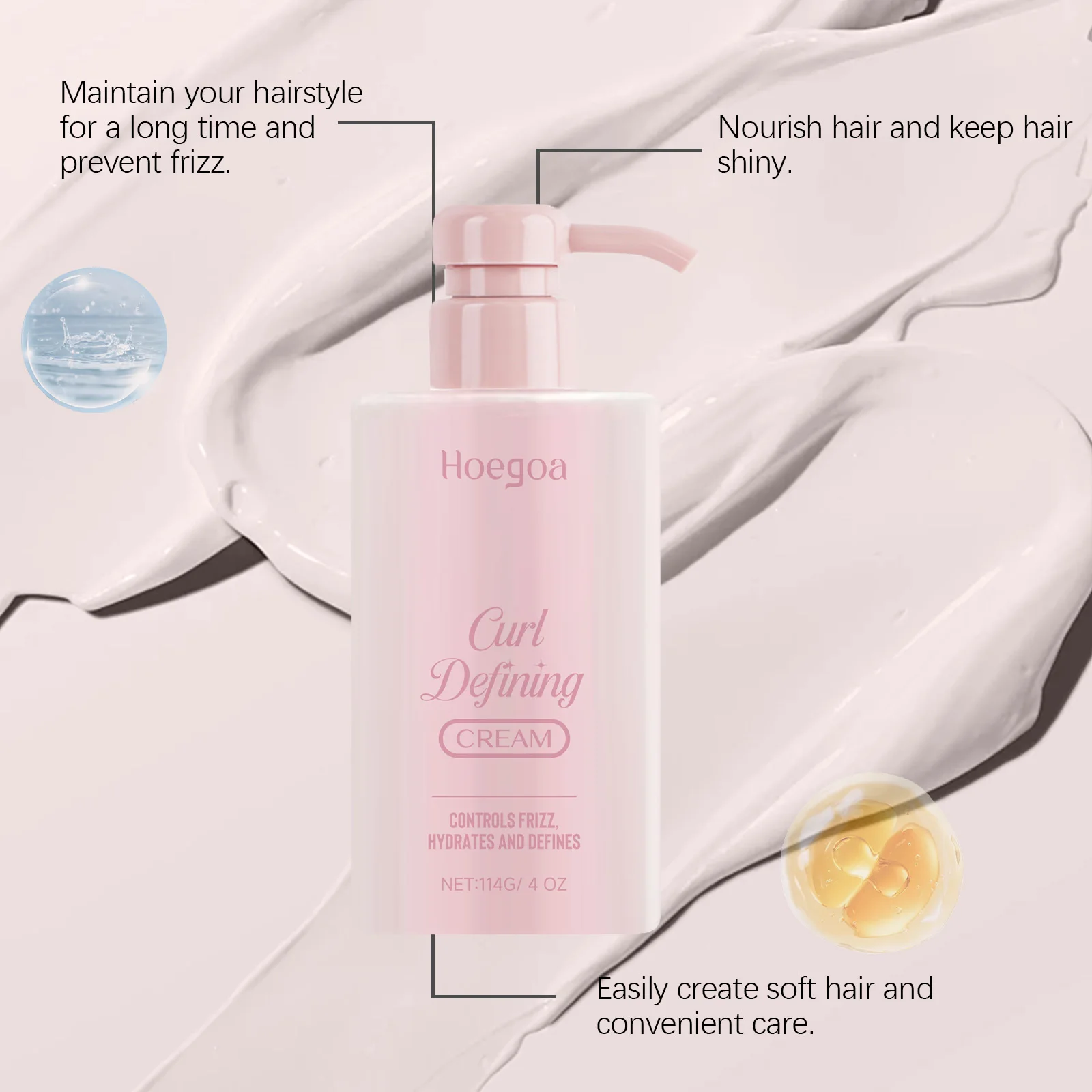 Curl Defining Elastin Cream Improve Hair Elasticity Long Lasting Styling Fluffy Thickening Nourishing Enhance Hair Define Cream