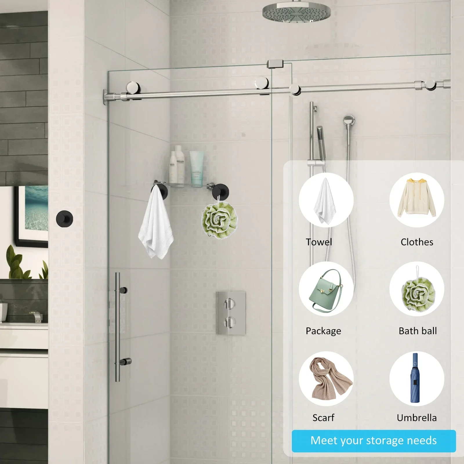 New 4Pcs Suction Cup Hooks Holds up to 15lbs Suction Hook Reusable Vacuum Cup Hanger Easy to Install Wreath Hook