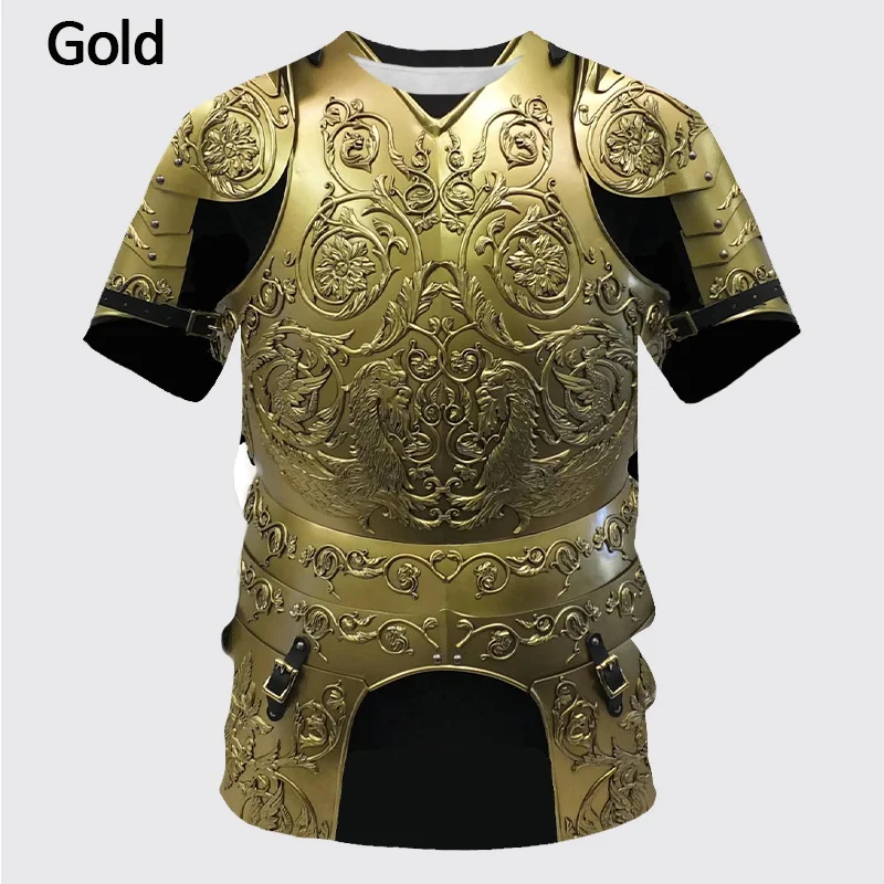 Новая футболка в средневековом стиле с 3D-принтом Armor мужская повседневная