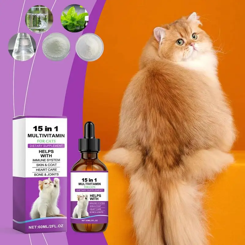 Cat Body Care Dropss For Indoor Cats 15 In 1 Body Care Drops Drops Daily Supplement 60ml For Supports Joint