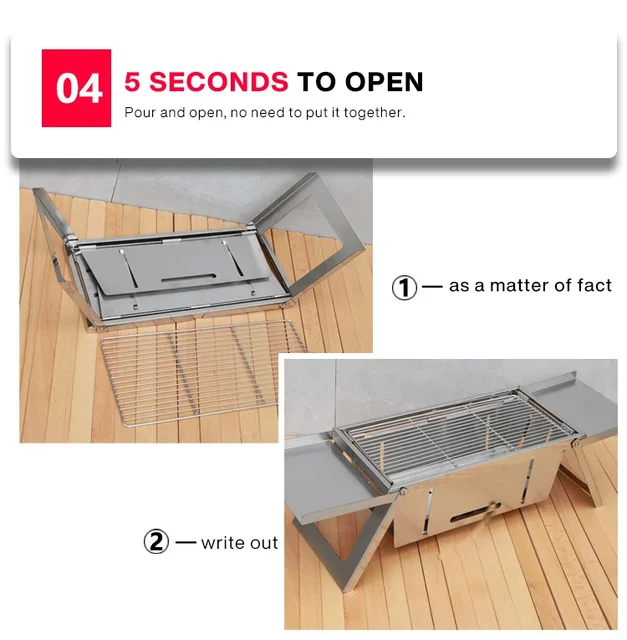 휴대용 바비큐의 진수: 스테인레스 스틸 접이식 바베큐 그릴