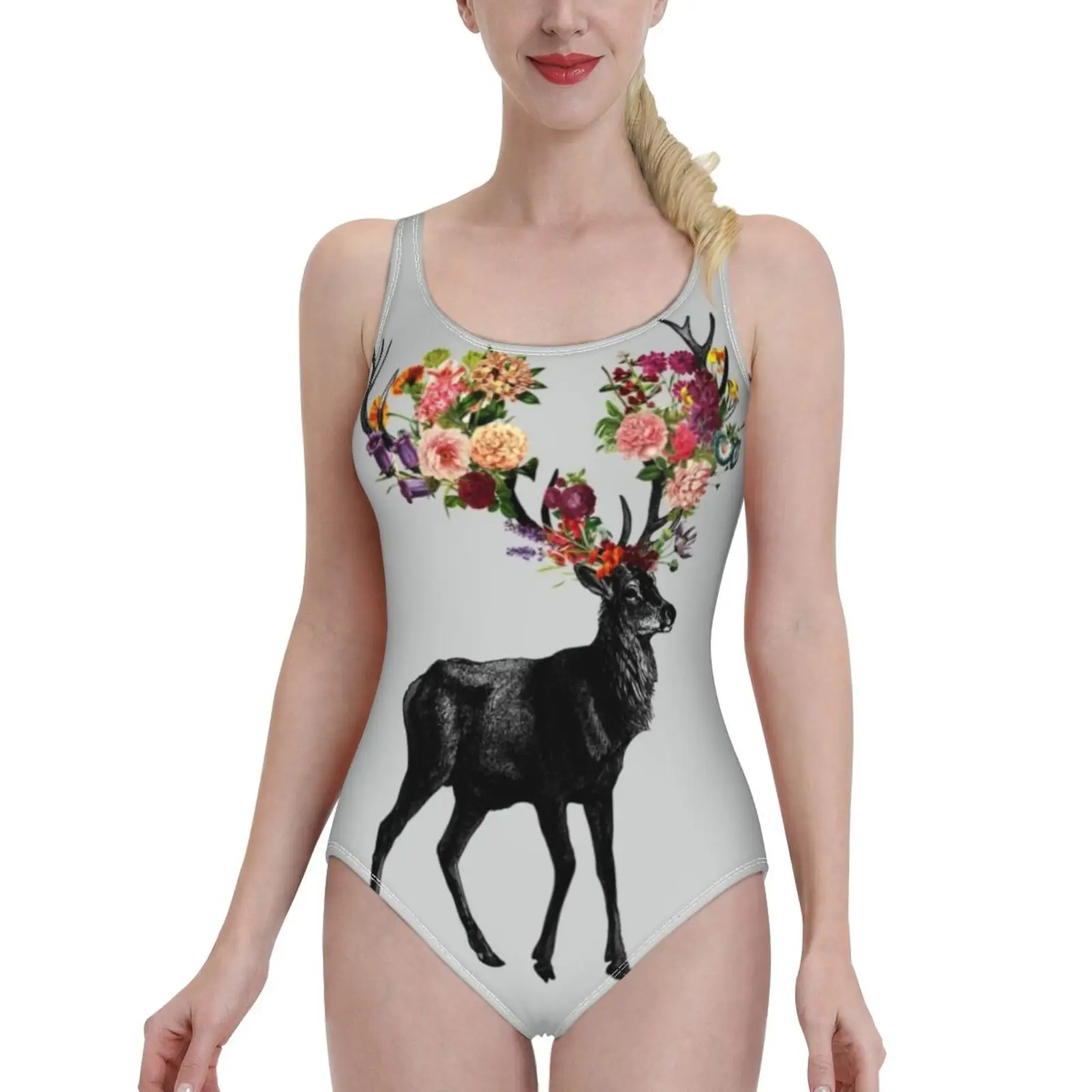 

Spring Itself Deer Floral One-Piece Swimsuit Women Sexy Monokini Bathing Suits New Girl Beach Swimwear Stag Original Wilderness