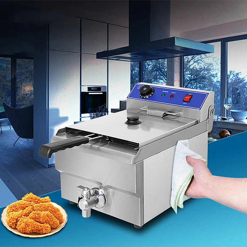 13L Single Electric Fryer Stainless Steel french fries fried chicken Deep Fryer 220v 3250w Frying Machine