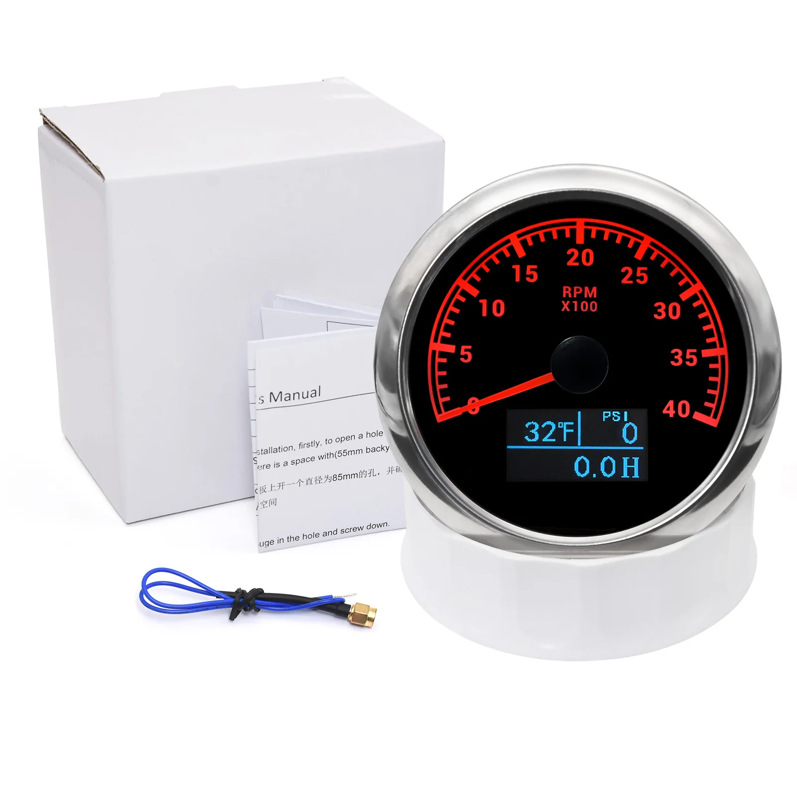 3 In 1 Tacho Meter 85MM Gauge Red Backlight for Marine Boat 3000-8000RPM Tachometer Water Temperature Oil Pressure Gauge Sensor tachometer gauge engine tachometer tachometer meter