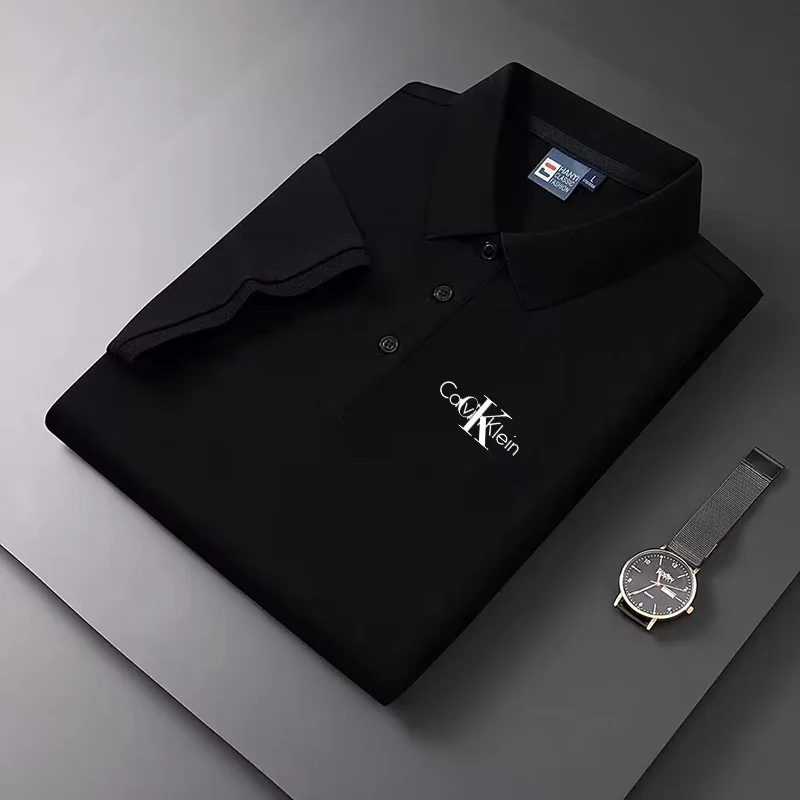 

Men's business and casual polo, short sleeved T-shirt, comfortable and breathable, solid cotton top, summer novelty, 2024