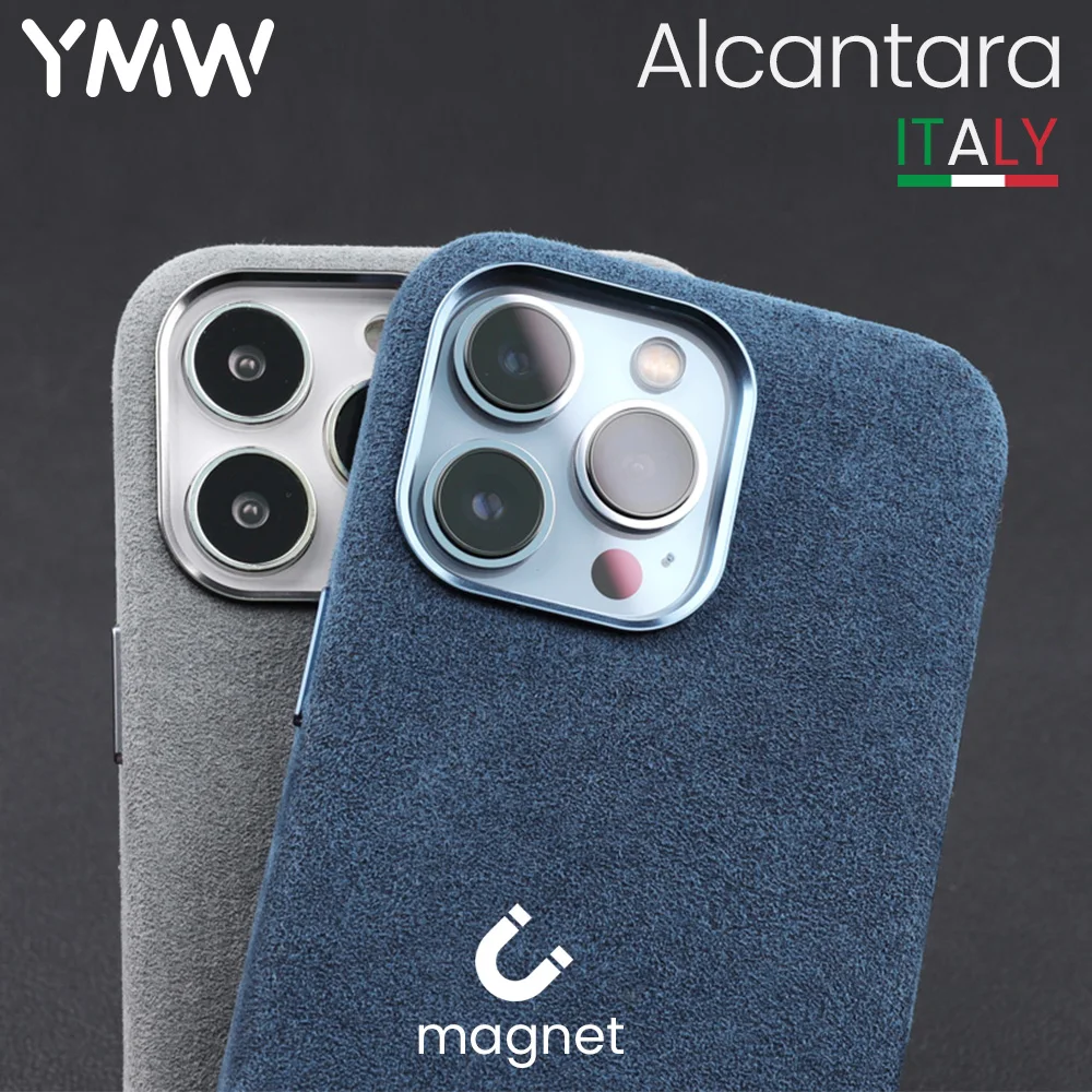 

YMW ALCANTARA Magnet Case for iPhone 13 Pro Max 12 mini Luxury Business Supercar Interior Same Suede Leather Phone Cover