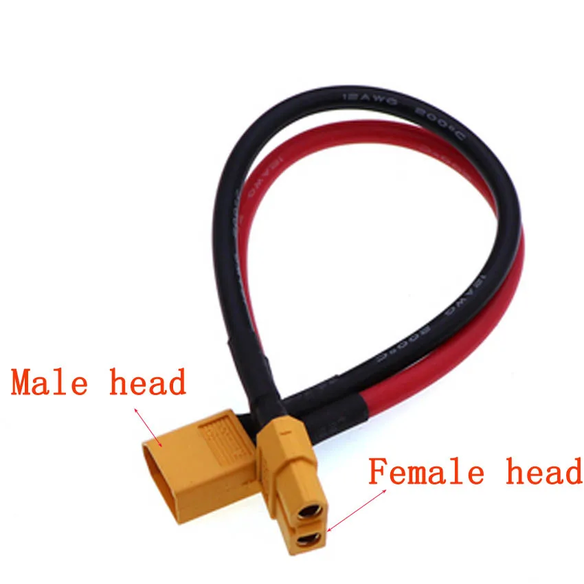 XT60 High Current Male to Female Plug Extension Cable - 10cm/20cm/30cm, Silicone Wire Connector, 14AWG/12AWG Description Image.This Product Can Be Found With The Tag Names 14awg xt60 connector male female, Xt60 male 16awg silicone wire connector, Xt60 male female plug extension cable