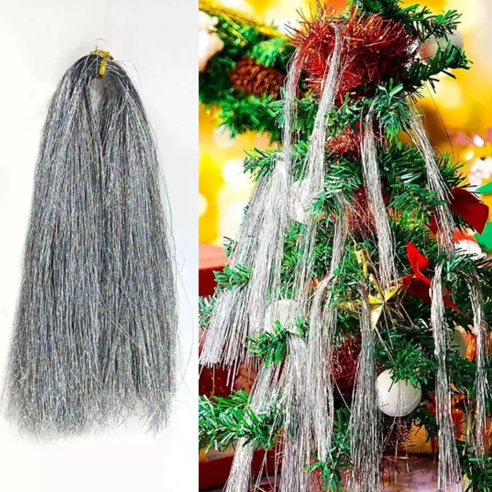 Metal Wire Christmas Tree Decor Gold Tinsel Icicle Strands