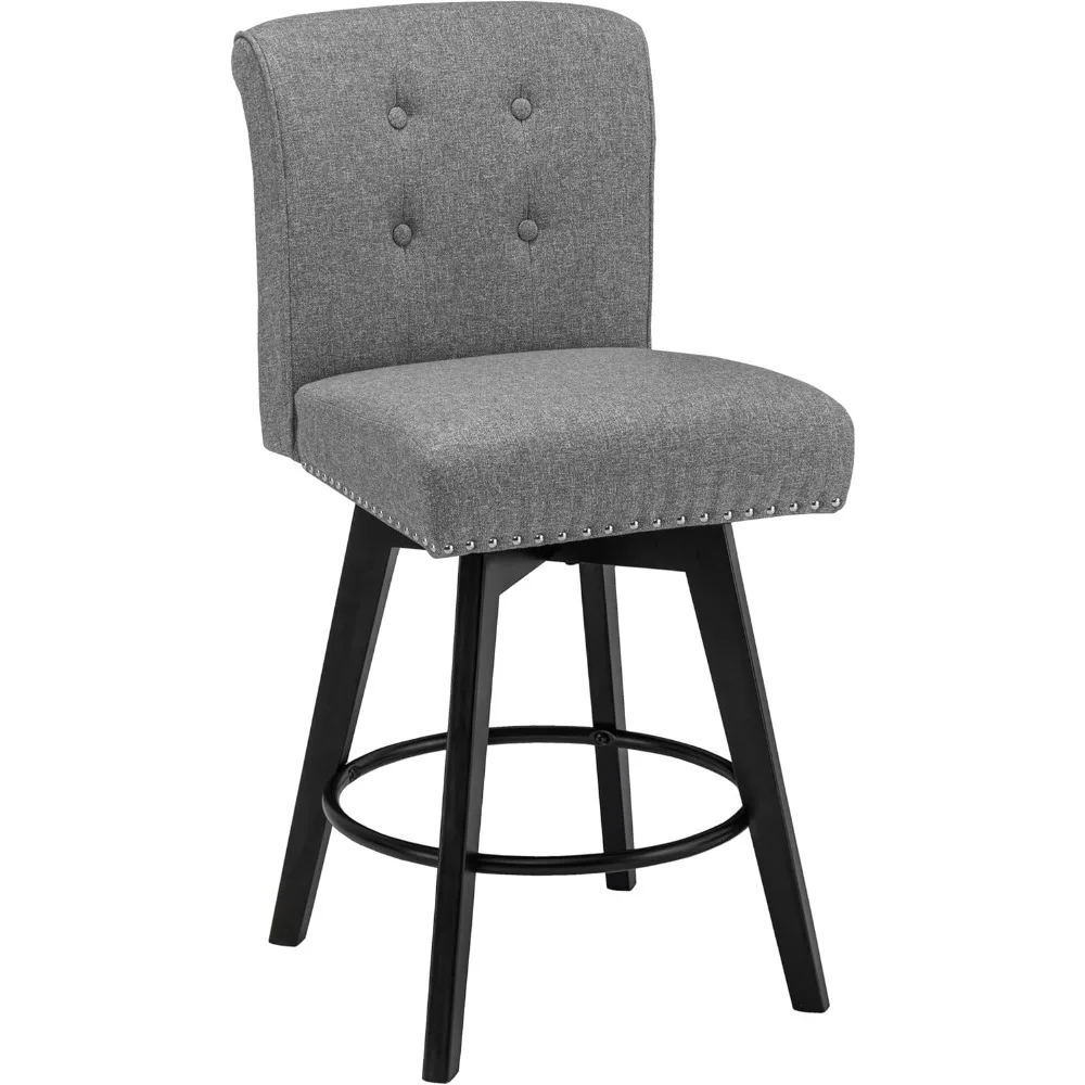 26" Swivel Counter Stools with Back and Nailhead, Set of 2 4