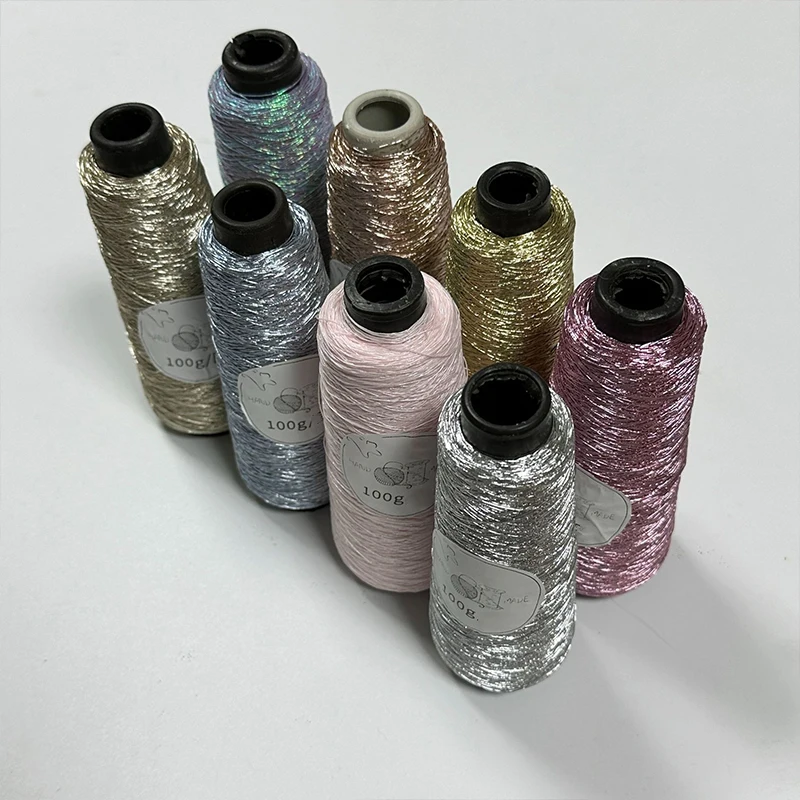 Description Picture 5 of item100g/roll Glitter Crochet Knitted Yarn DIY Handmade Handbag Thread Gold Silver Color Handcrafts Yarn Sewing Accessories