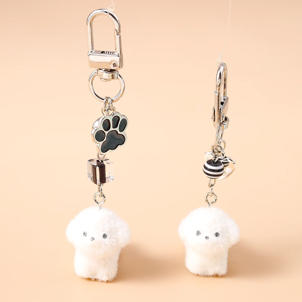 Aihua Niedlicher 3D-Schlüsselanhänger mit weichem, flauschigem Tiermotiv, Welpe, Hund, Schlüsselanhänger für Frauen und Mädchen, Handtaschenanhänger, DIY-Schlüsselanhänger, Schmuck, Geschenke – Detail 4