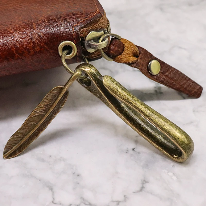 Vintage Key Wallet Genuine Leather Key Holder Wallets Men Zipper Keychain Key Case Bag Male Housekeeper Key Organizer Pouch