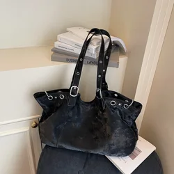 Vintage Large Women's Handbag - Top - Handle Fashion Satchel & Tote Shoulder Bag (Black)