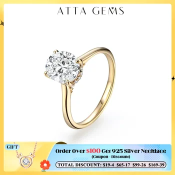 ATTAGEMS Oval Cut 9*7mm D VVS1 Color Solid Real Gold18K Moissanite Ring Jewelry for Women Engagement Wedding Lady's Gift Luxury 1