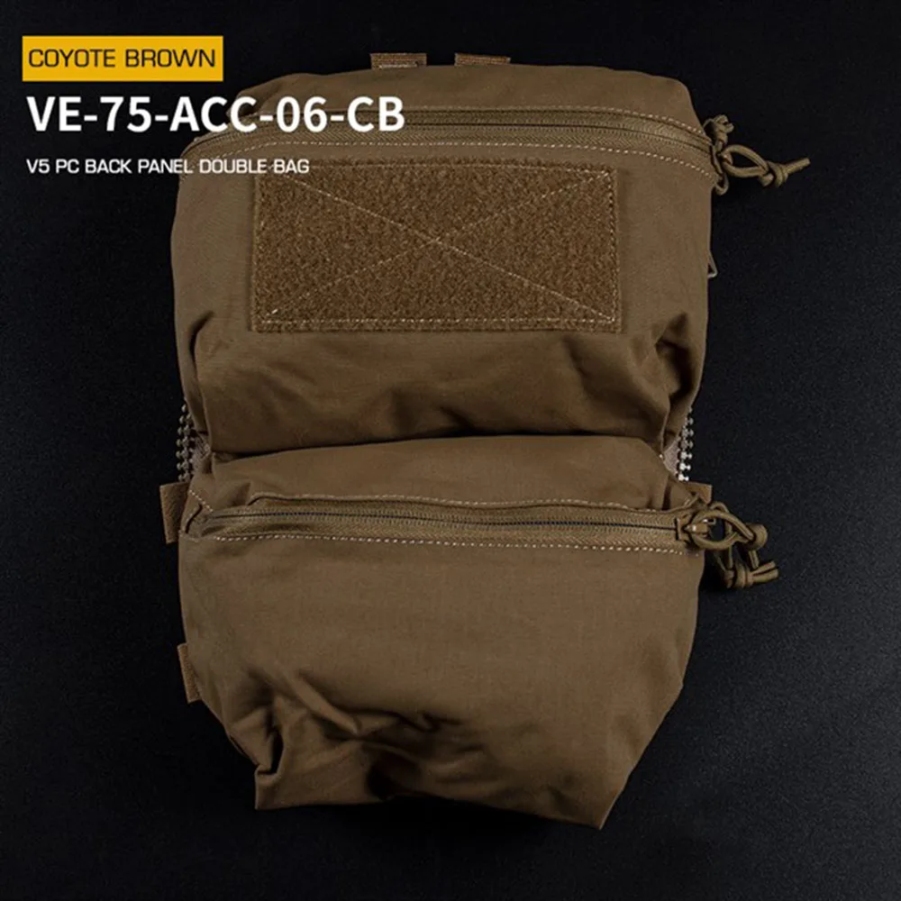 Tactical FCPC V5 Plate Carrier Back Panel Double Bag General Purpose Pockets Vest Accessories Sundries Pouch