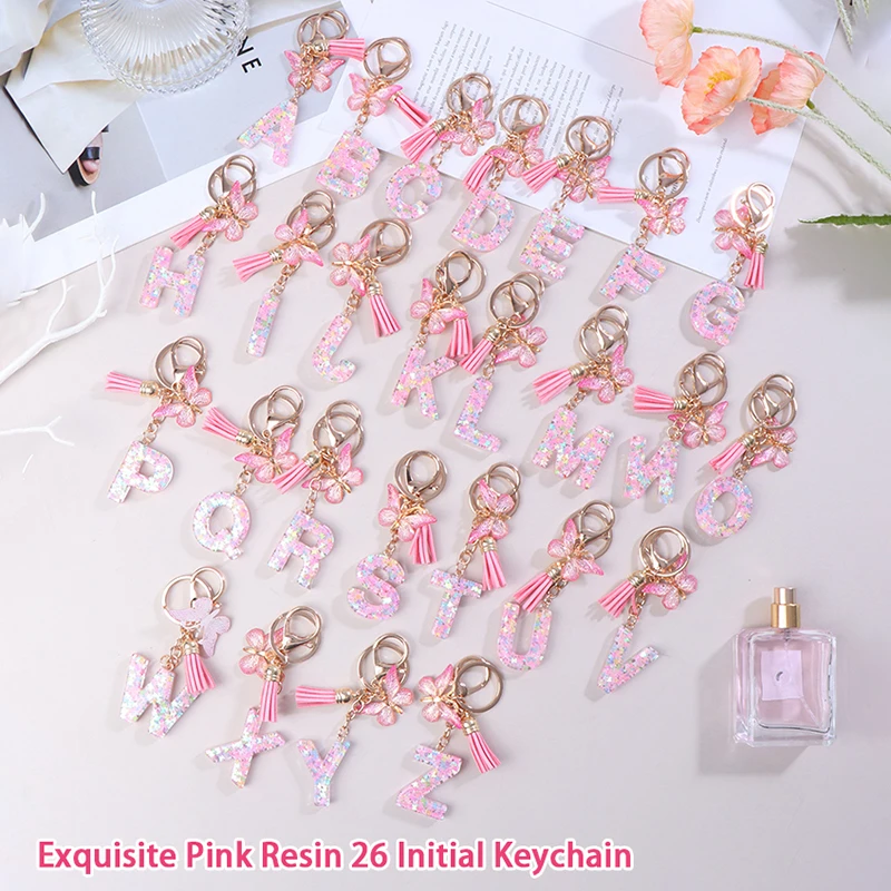 A-Z-Dreamy-Sequin-Letters-Keychain-For-Women-Tassel-Butterfly-Pendant ...