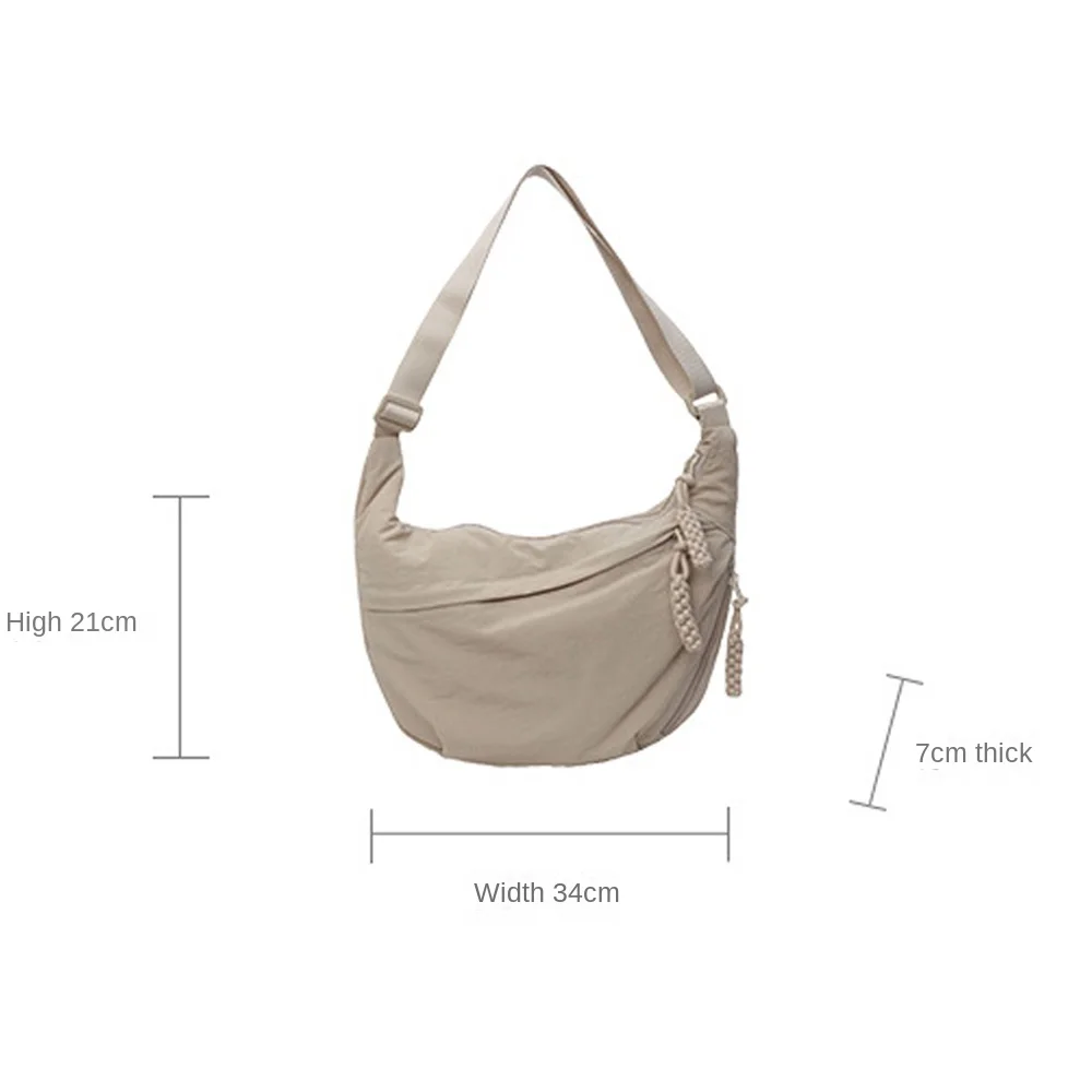 New Canvas Crossbody Bags Large Capacity Korean Simplified Sports Hobos Bag Lightweight Solid Color Shoulder Bag Women