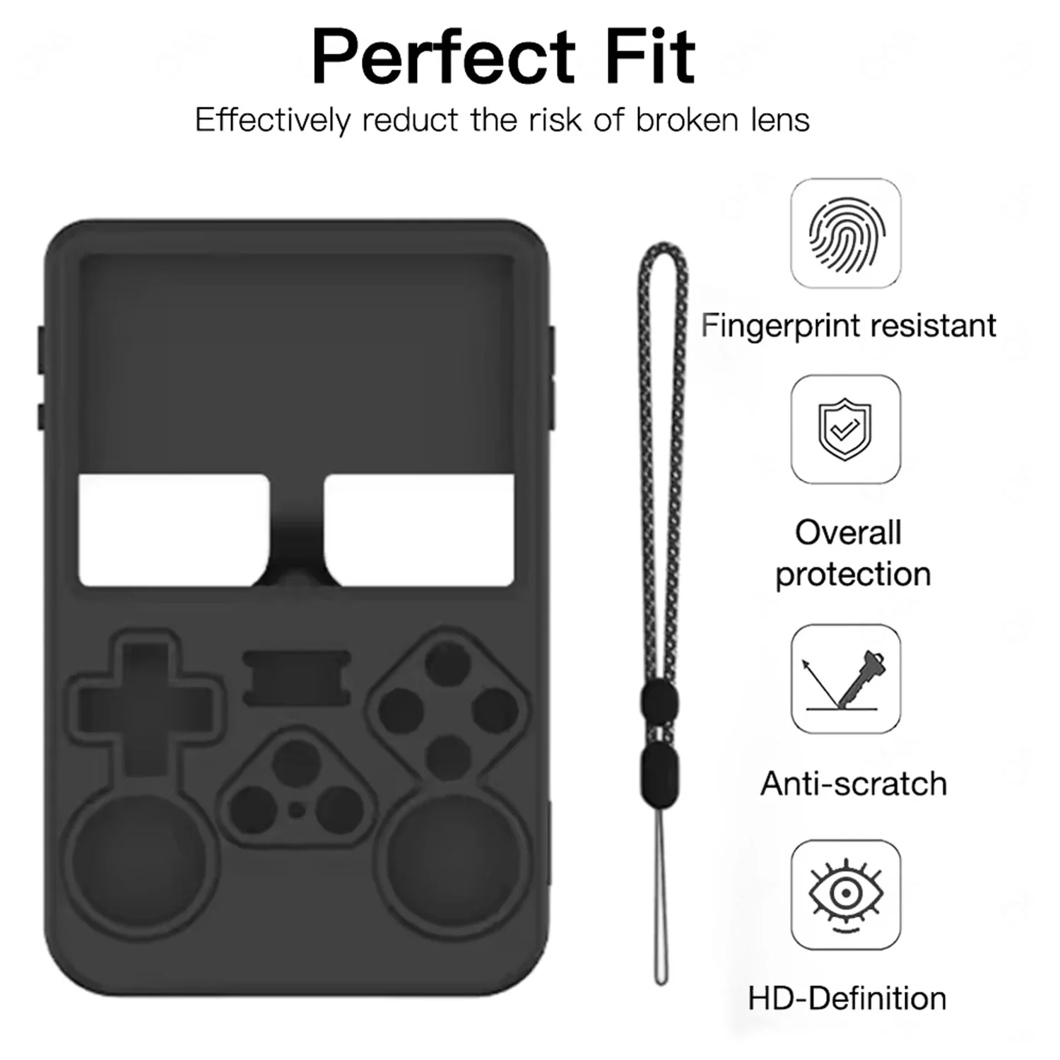 Silicone Protective Case with Lanyard & Tempered Glass For R36S Game Console Shockproof Cover & HD Screen Protector For R36S