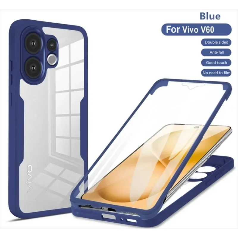Universal 3-in-1 360° Transparent HD Screen Protector Case with PC+TPU Back Cover