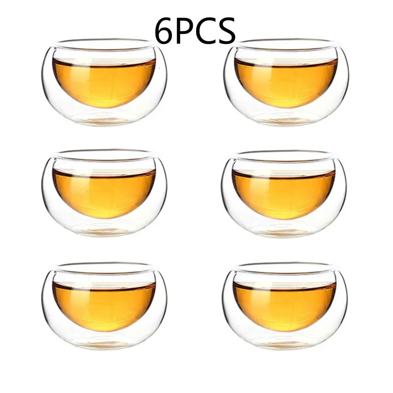 High Borosilicate Heat Resisting Glass Double Wall Tea Cup Vaso Xicara Verre espresso Kungfu Teacup Glasses Coffee Drinkware