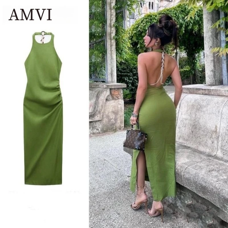 

2023 New Long Skirt Europe and The United States Wind Solid Dress Beach Wear Sexy Dresses Slim Seamless Elegant Skirts Lady Gown