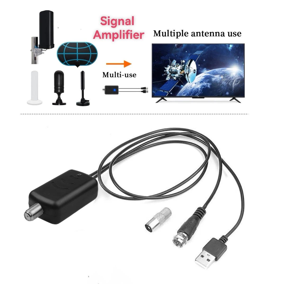 4K Hd 디지털 TV 안테나 증폭기 신호 부스터 저잡음 고이득 신호 수신기 TV 안테나 액세서리 신호 안정성 향상