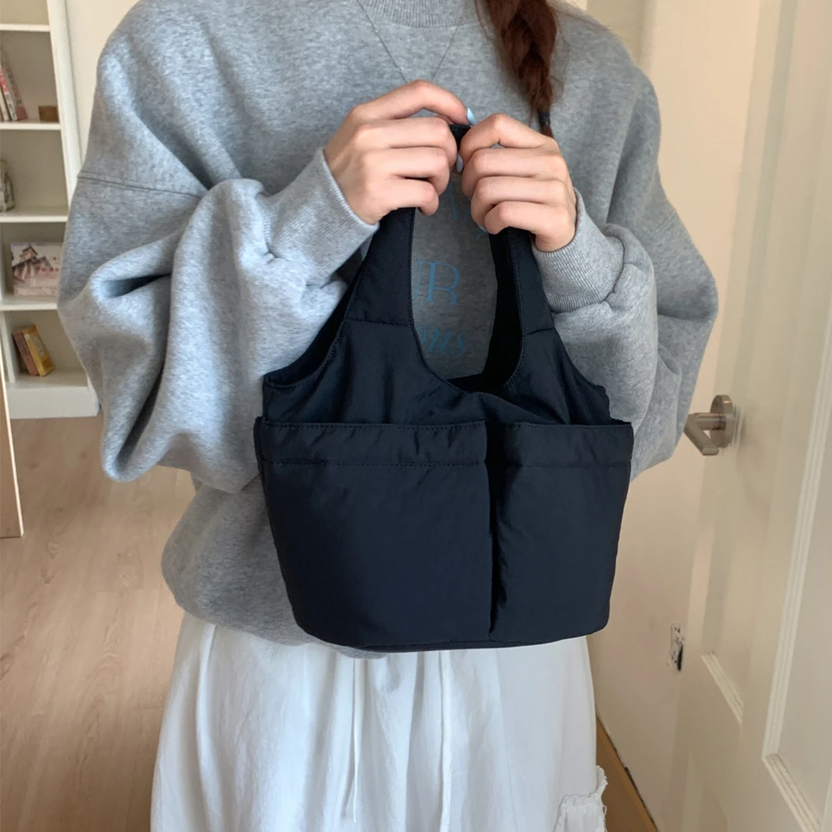 Office Worker's Sundries Tote Bag, Waterproof and Insulated, Lunch Commuting Bag, Vegetable Basket, Handbag, Small Tote Bag, Cloth Bag, Student Class Bag