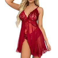 Ensemble de lingerie en dentelle à volants pour femmes, soutien-gorge et culotte, robe à enfiler en V profond, sous-vêtements sexy, nouveaux abonnés 1