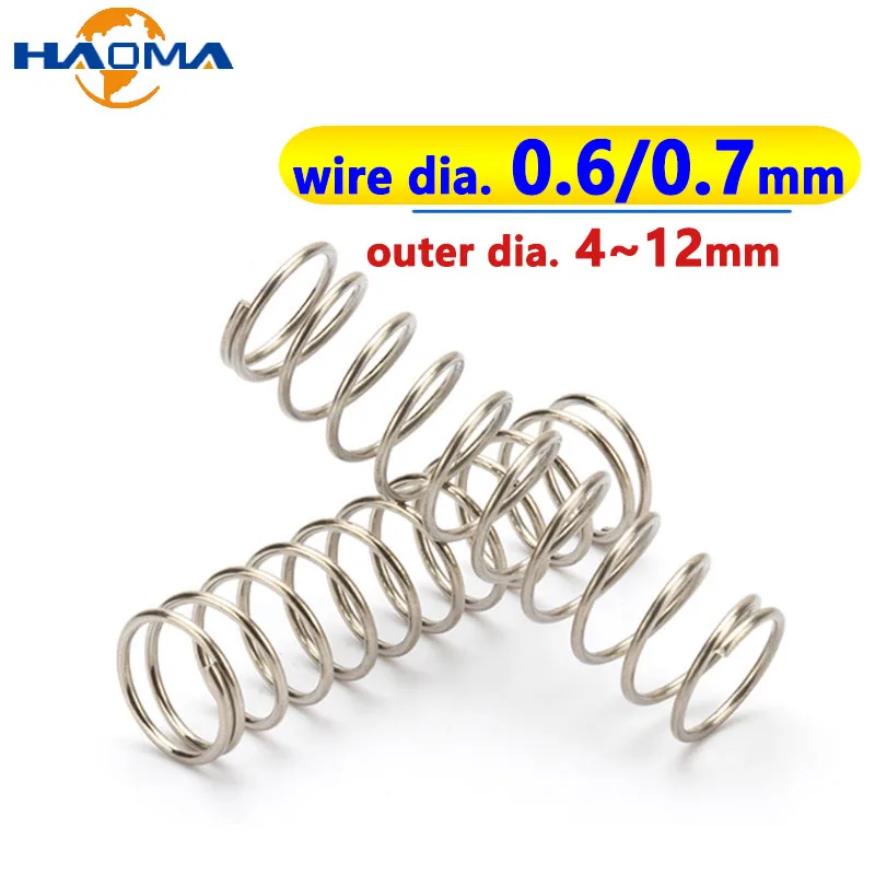 

CS0.6/0.7mm, OD4-12mm, 304 Stainless Steel Spring Soft Return Shock Absorption Pressure Compression Springs Length 5-50mm