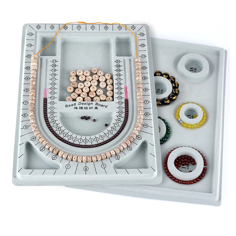 4-Piece Flocked Bead Design Board Set - Jewelry Making Tray For Bracelets & Necklaces (4 Sizes) - View #8