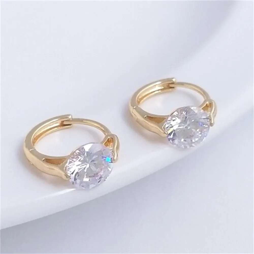 14K Gold-filled Zircon Earrings, Fashionable, Light Luxury Diamond Ring Earrings, New Trendy, Simple and High-end Small Earrings