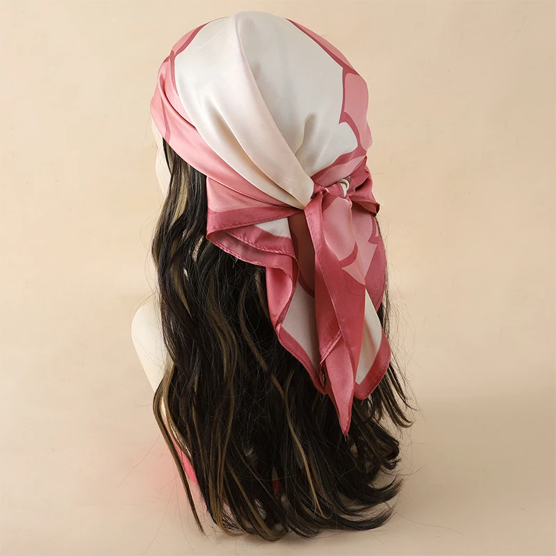 Luxury Silk Head Scarf - Soft Summer Foulard Bandana for Women