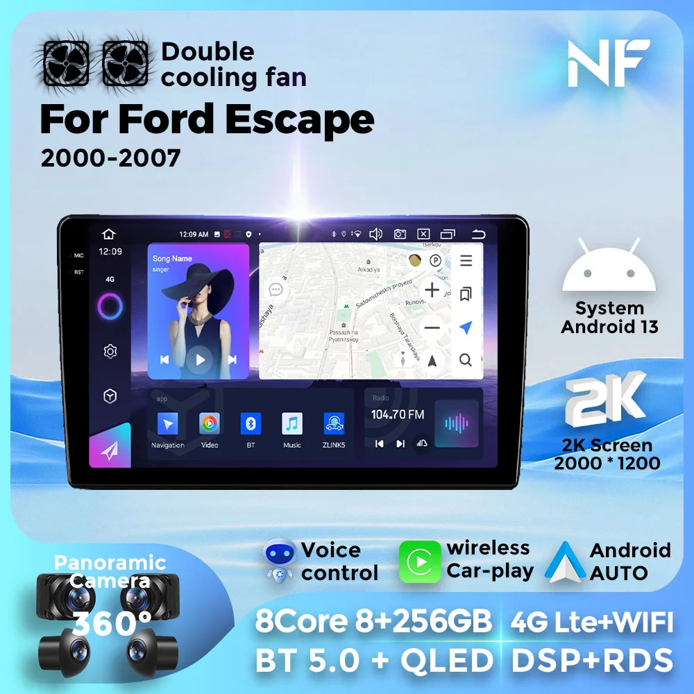 

Автомагнитола мультимедийный видеоплеер Android 13 4G Lte + WIFI GPS-навигация для Ford Escape 2000-2007 Авторадио Carplay