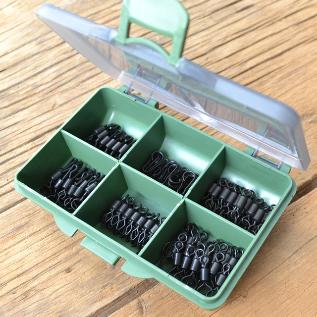 Hirisi 150 pieces Carp Fishing Swivels And Snaps In Box Quick
