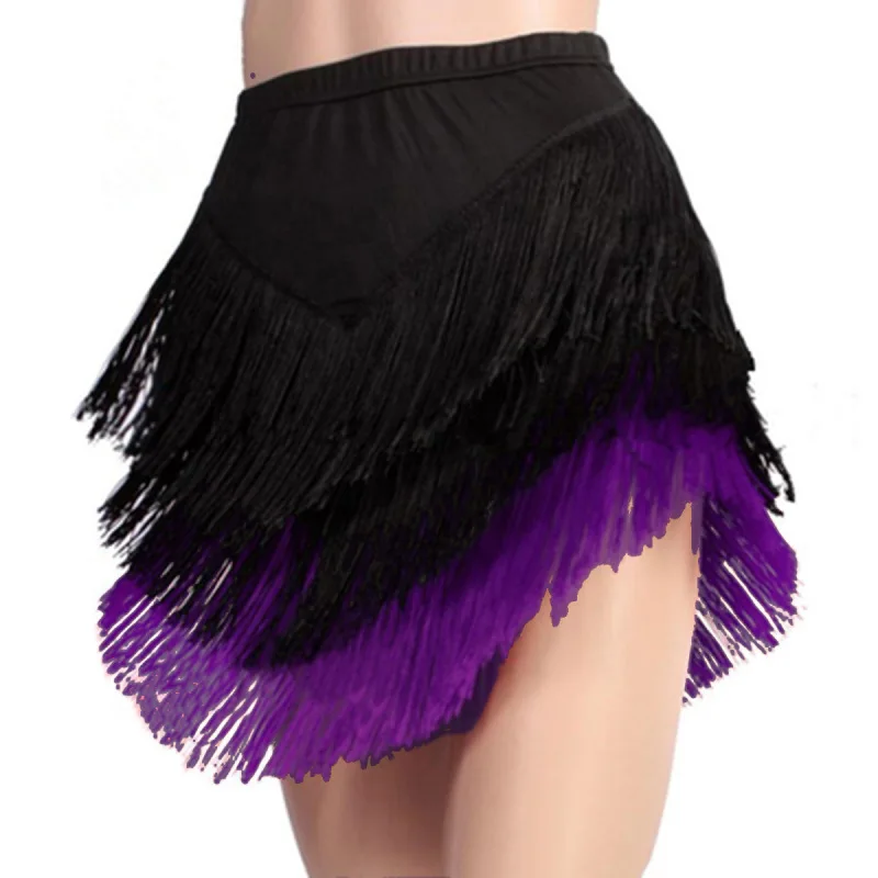 Dance Skirt Adult Latin Women's Dance Performance Three-layer Tassel Irregular Short Modern Costume