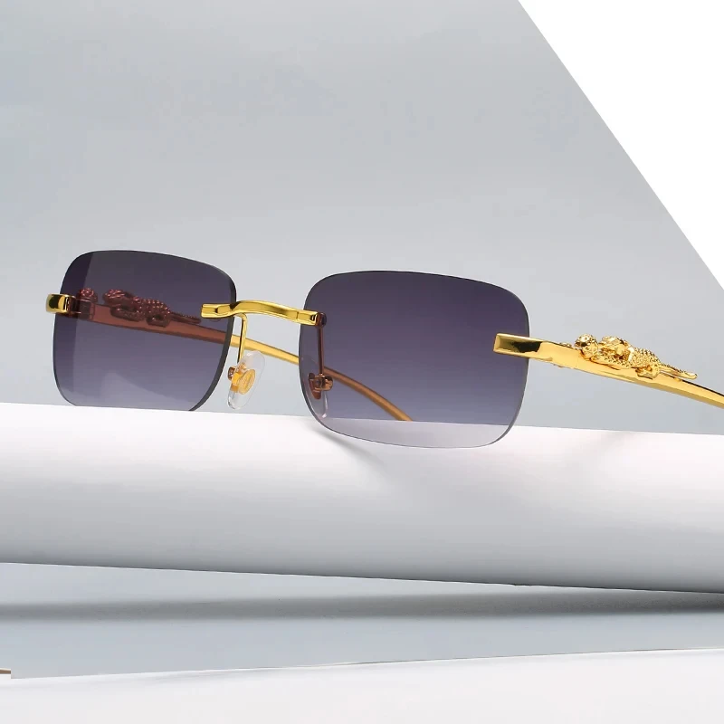 Zonnebril Dames, Zonnebril Randloze Zonnebril Rechthoek Vrouwen Mannen Shades Kleine Vierkante Zonnebril for Vrouwelijke Mannelijke Zomer Reizen Oculos (Color : 4, Size : A