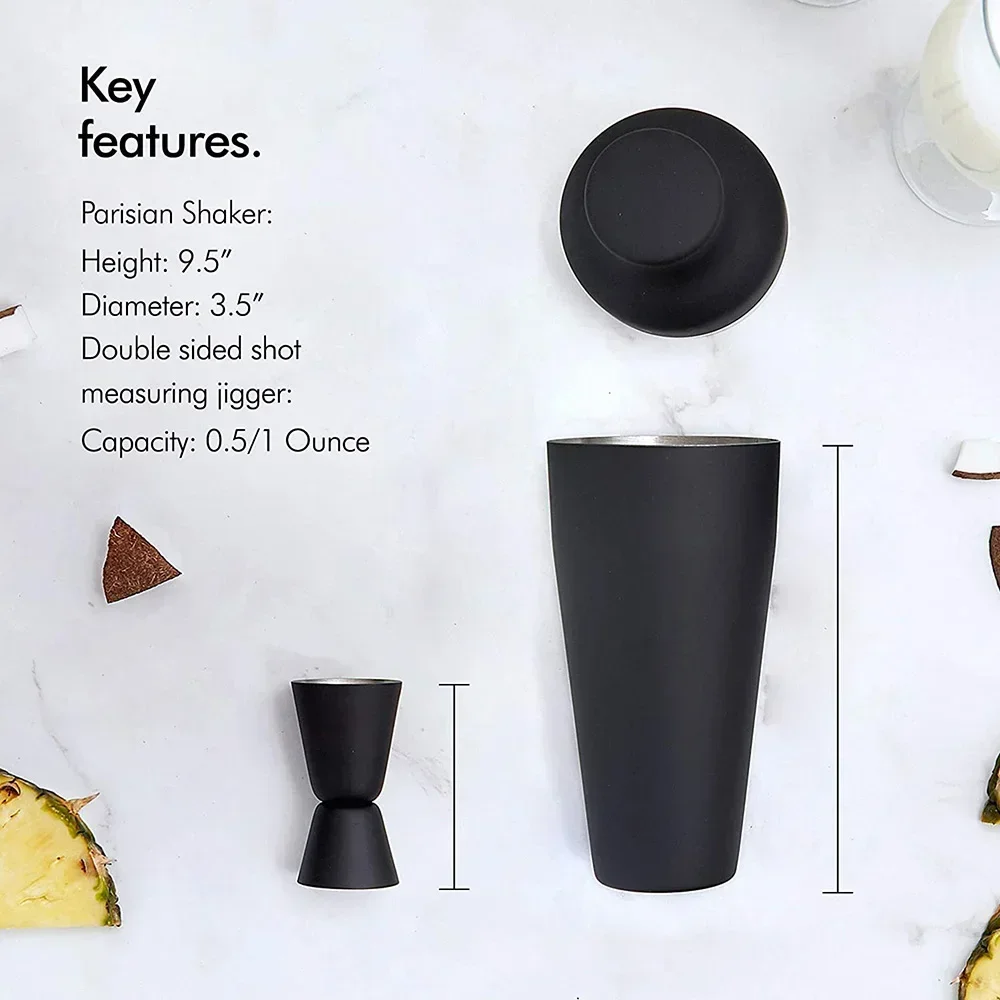 Matte Black Cocktail Shaker Set Bartending Equipment Wine Martini Drink Mixer Barware tools Bartender Kit for Home Bar 8Pcs,cocktail shaker,cocktail bar tools