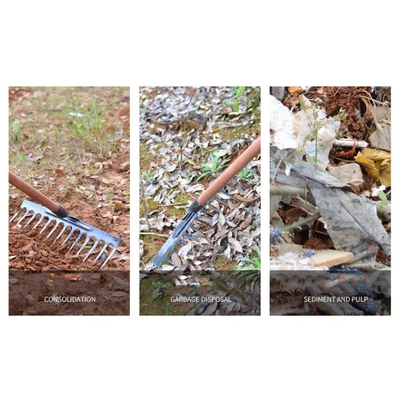Manganese steel integrated rake grass loose soil farm tools weeding nail Garden Hand Rake