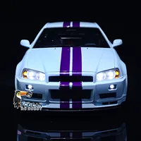 SALE 1/8 Scale RC Racing Car 4x4 RC 4WD Capo R34 High Speed Model Metal RTR 2-Speed Drifting Cars with Sound Light Smoking Toy 1