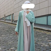 2023 New Dubai Abaya Kimono Eid Ramadan Muslim Open Abaya Female Turkey Solid Color Cardigan Dress Islam Clothing Arabic Robe